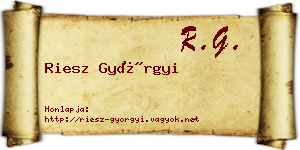 Riesz Györgyi névjegykártya