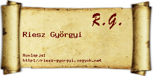 Riesz Györgyi névjegykártya